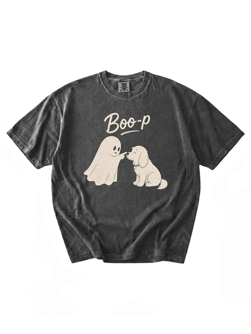 Comfort Colors Boo-p Ghost Dog T-Shirt Graphic Tee - Pepper
